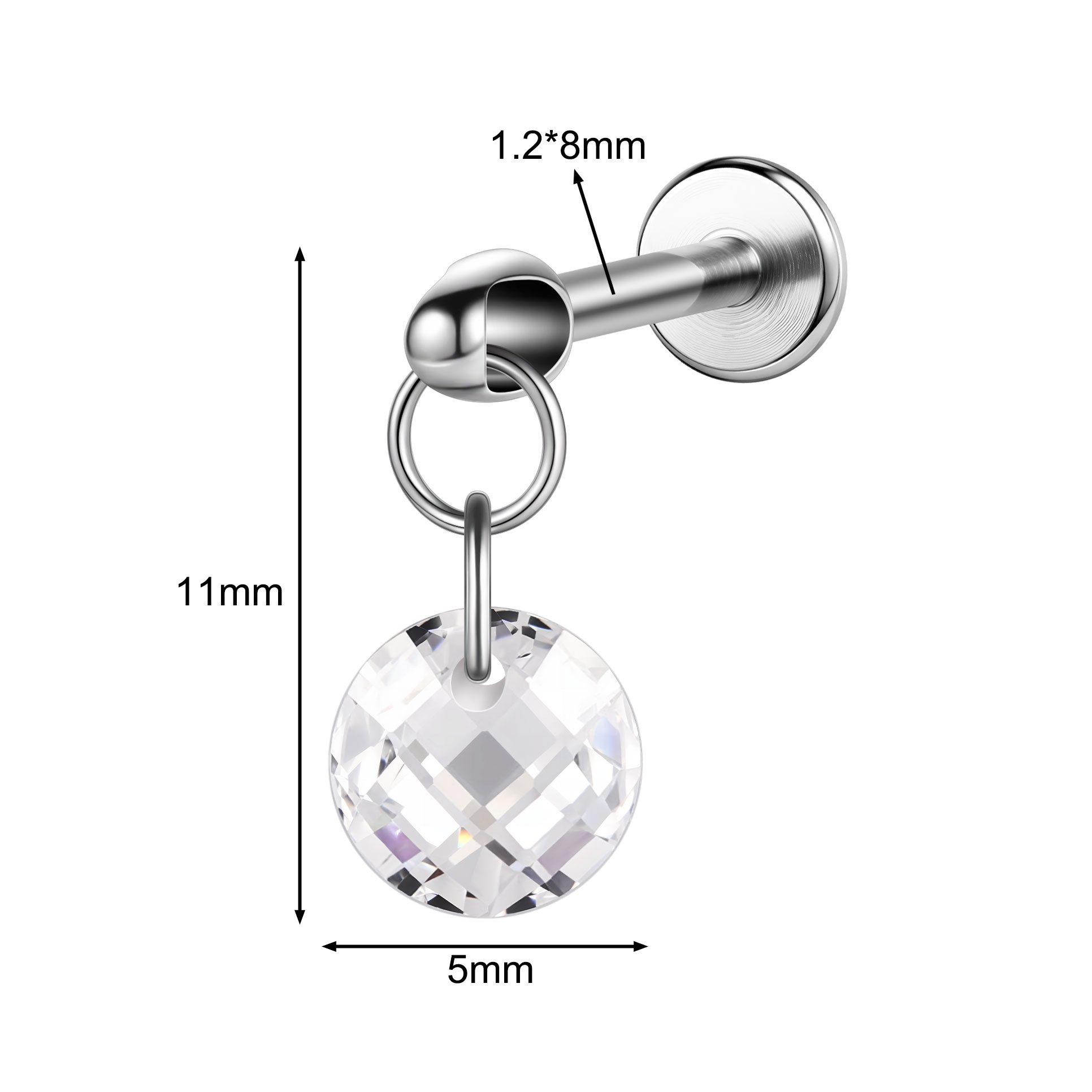 16g G23 Titan Stahl Hänger Labret Lippenstecker Tragus Helix Piercing Schmuck - Bild 29 von 37