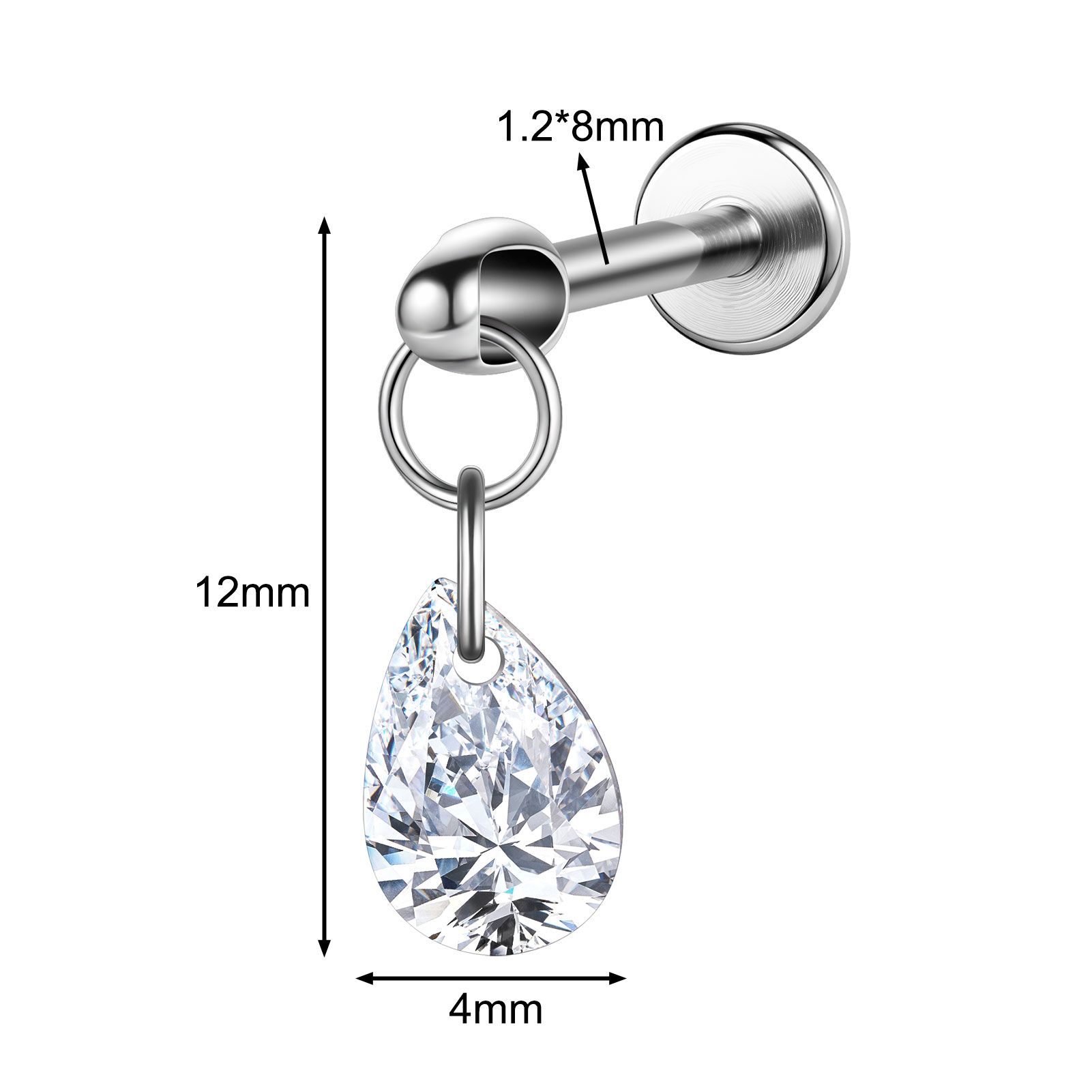 16g G23 Titan Stahl Hänger Labret Lippenstecker Tragus Helix Piercing Schmuck - Bild 30 von 37