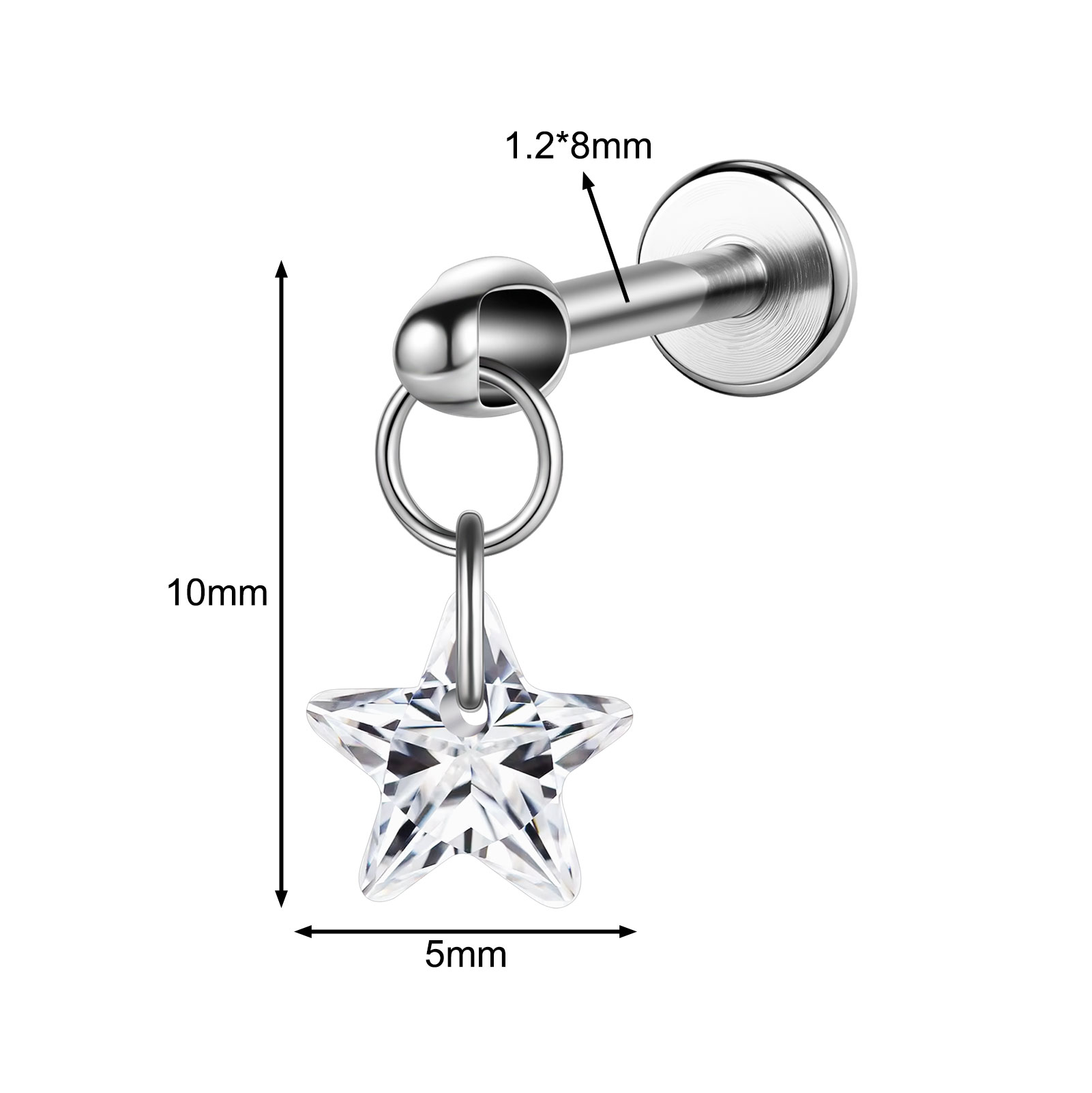 16g G23 Titan Stahl Hänger Labret Lippenstecker Tragus Helix Piercing Schmuck - Bild 32 von 37