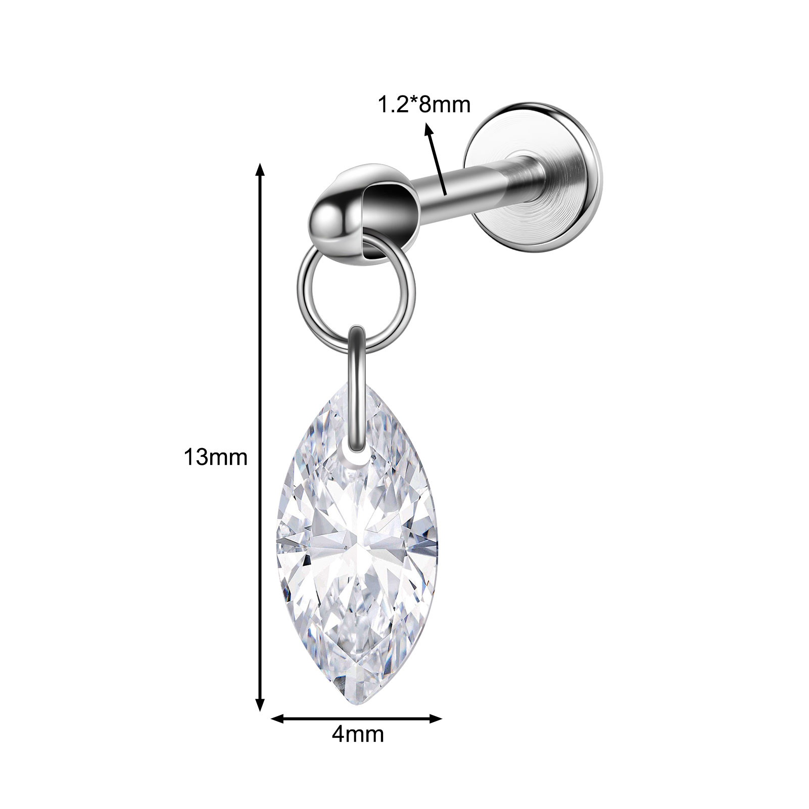 16g G23 Titan Stahl Hänger Labret Lippenstecker Tragus Helix Piercing Schmuck - Bild 34 von 37