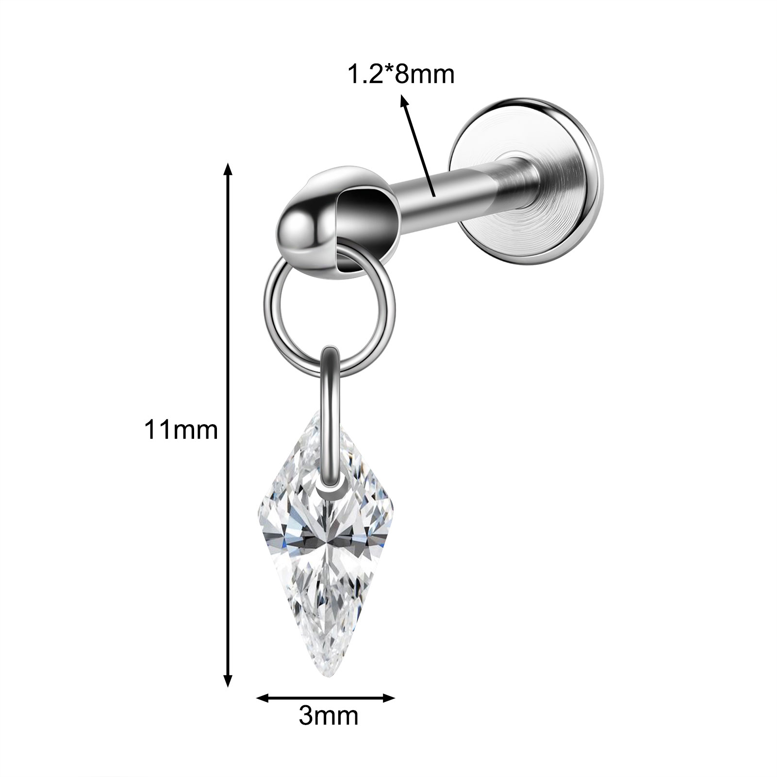 16g G23 Titan Stahl Hänger Labret Lippenstecker Tragus Helix Piercing Schmuck - Bild 36 von 37