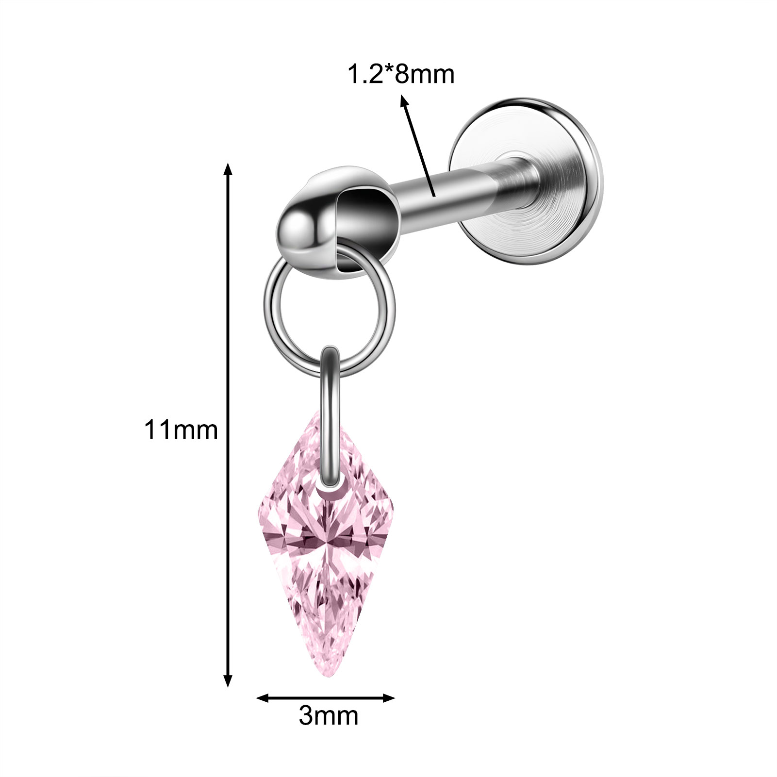 16g G23 Titan Stahl Hänger Labret Lippenstecker Tragus Helix Piercing Schmuck - Bild 37 von 37