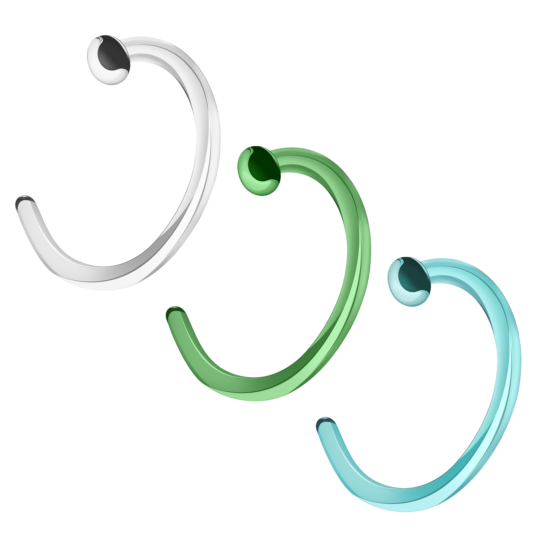 3Pcs/lot 18g Clear Glass Nose Stud Retainer Nose Rings Ear Piercing Body Jewelry