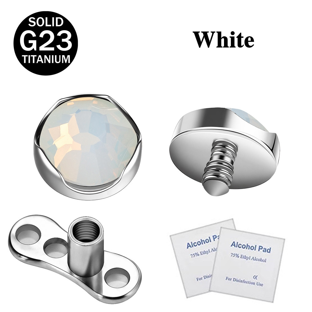 1 Pc G23 Titanium Dermal Anchor with Base Crystal Skin Piercing Body Jewelry - Picture 25 of 31