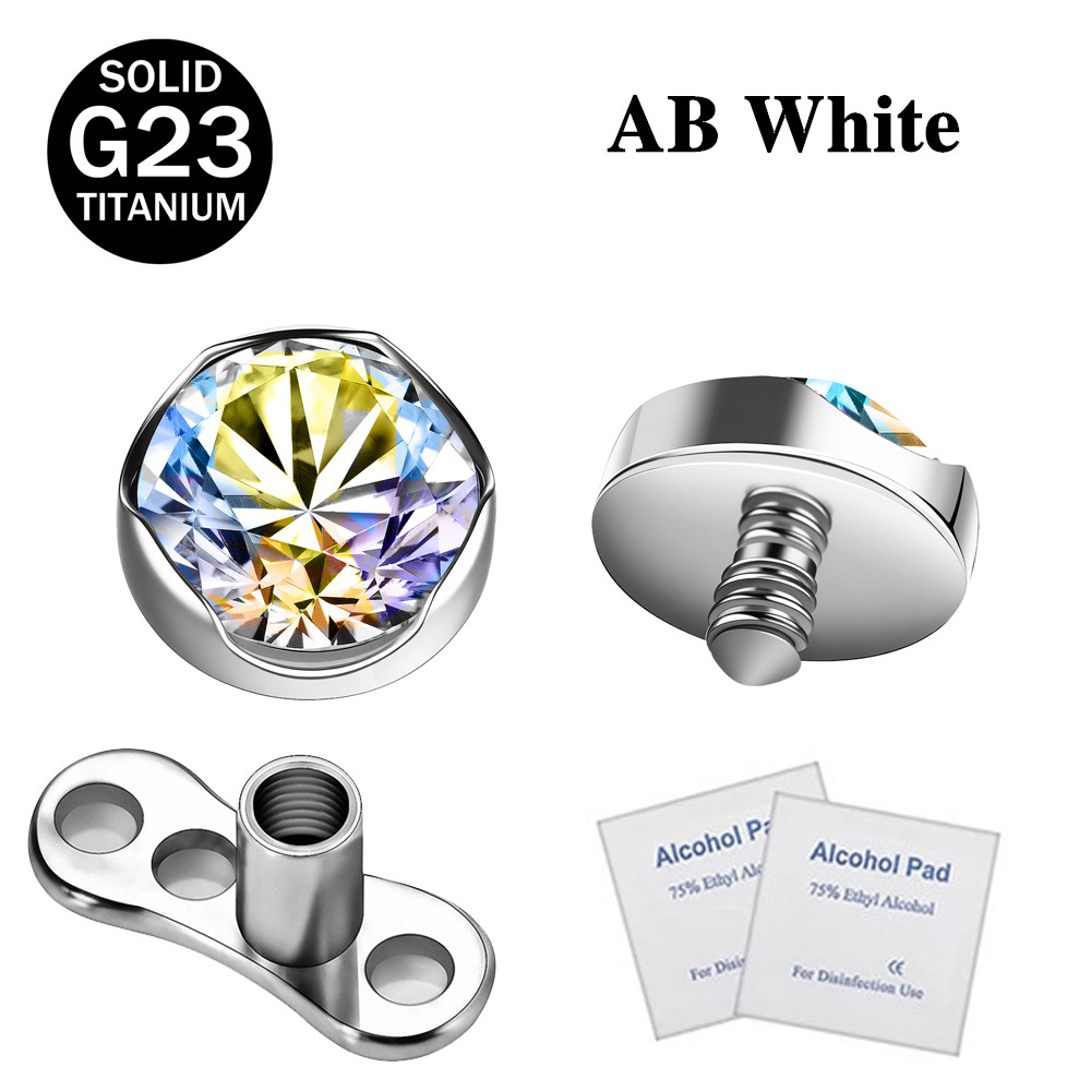 1 Pc G23 Titanium Dermal Anchor with Base Crystal Skin Piercing Body Jewelry - Picture 26 of 31