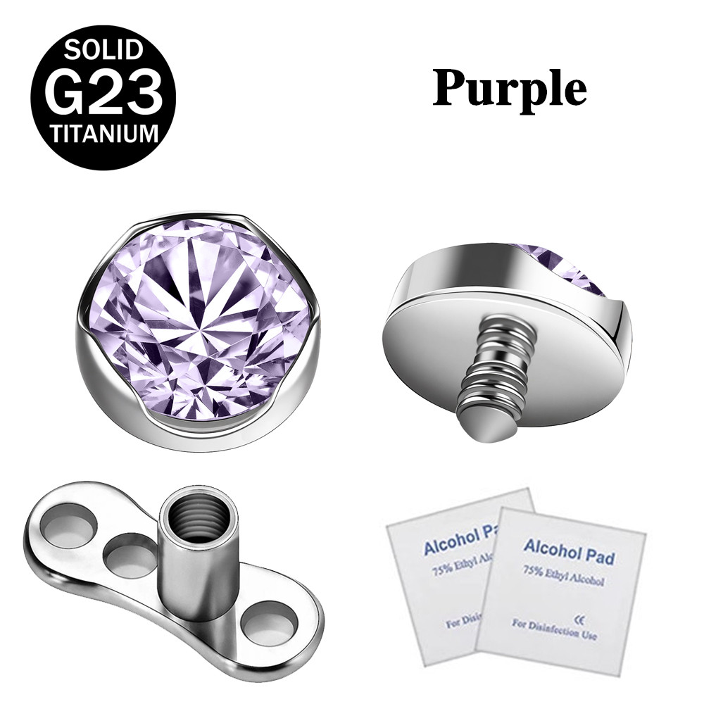 1 Pc G23 Titanium Dermal Anchor with Base Crystal Skin Piercing Body Jewelry - Picture 27 of 31