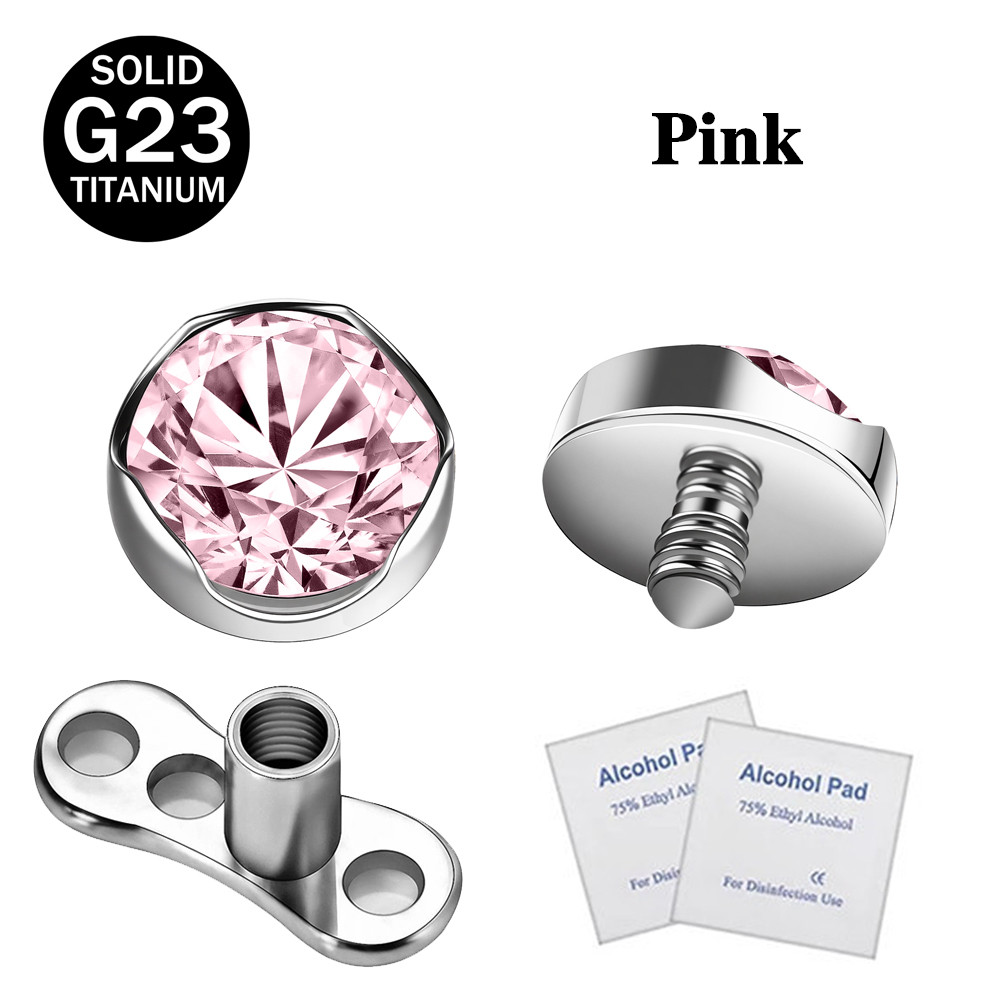 1 Pc G23 Titanium Dermal Anchor with Base Crystal Skin Piercing Body Jewelry - Picture 28 of 31