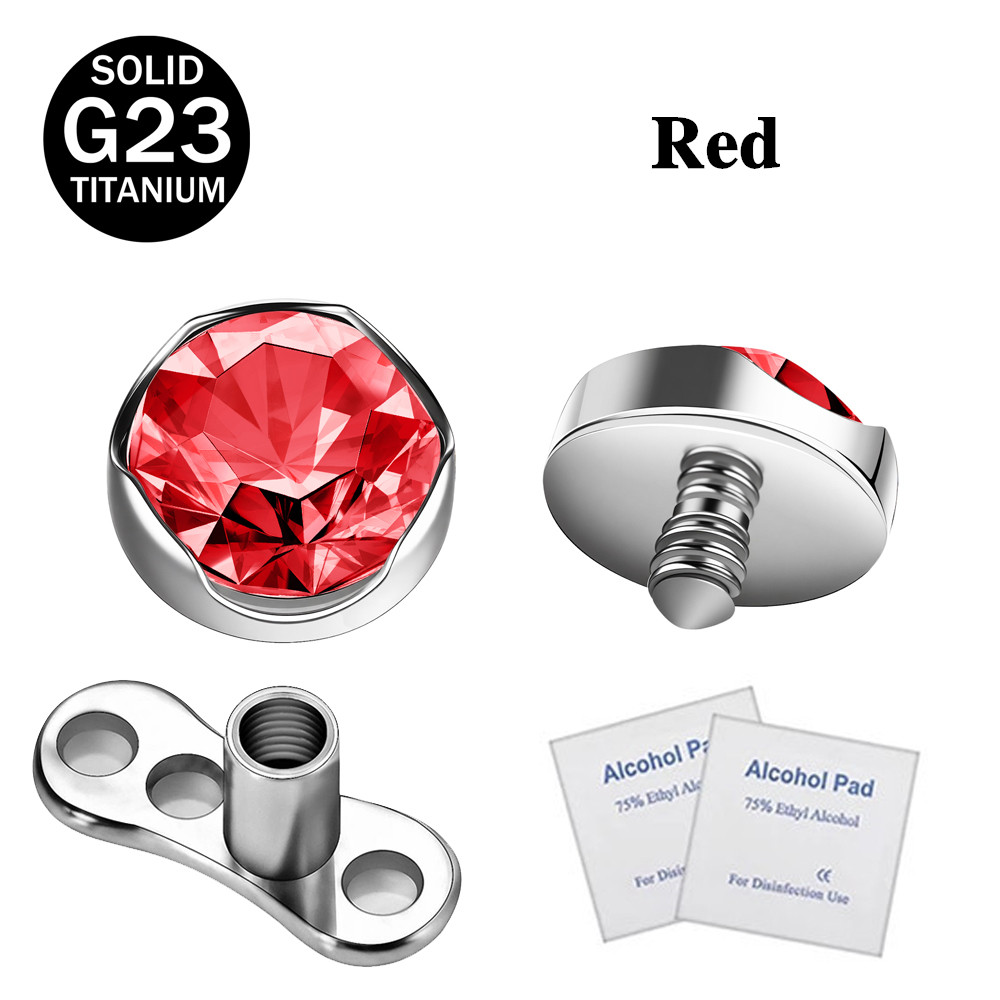 1 Pc G23 Titanium Dermal Anchor with Base Crystal Skin Piercing Body Jewelry - Picture 29 of 31