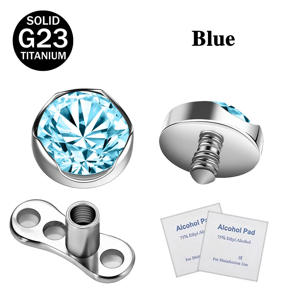 1 Pc G23 Titanium Dermal Anchor with Base Crystal Skin Piercing Body Jewelry - Picture 30 of 31