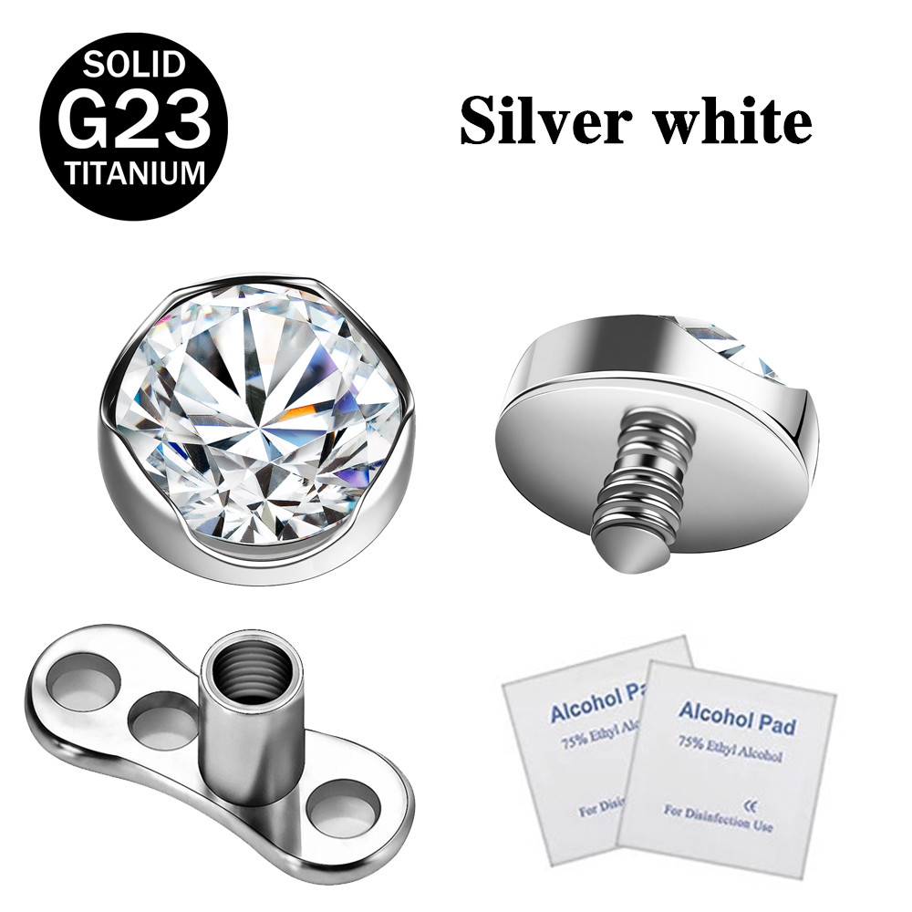 1 Pc G23 Titanium Dermal Anchor with Base Crystal Skin Piercing Body Jewelry - Picture 31 of 31