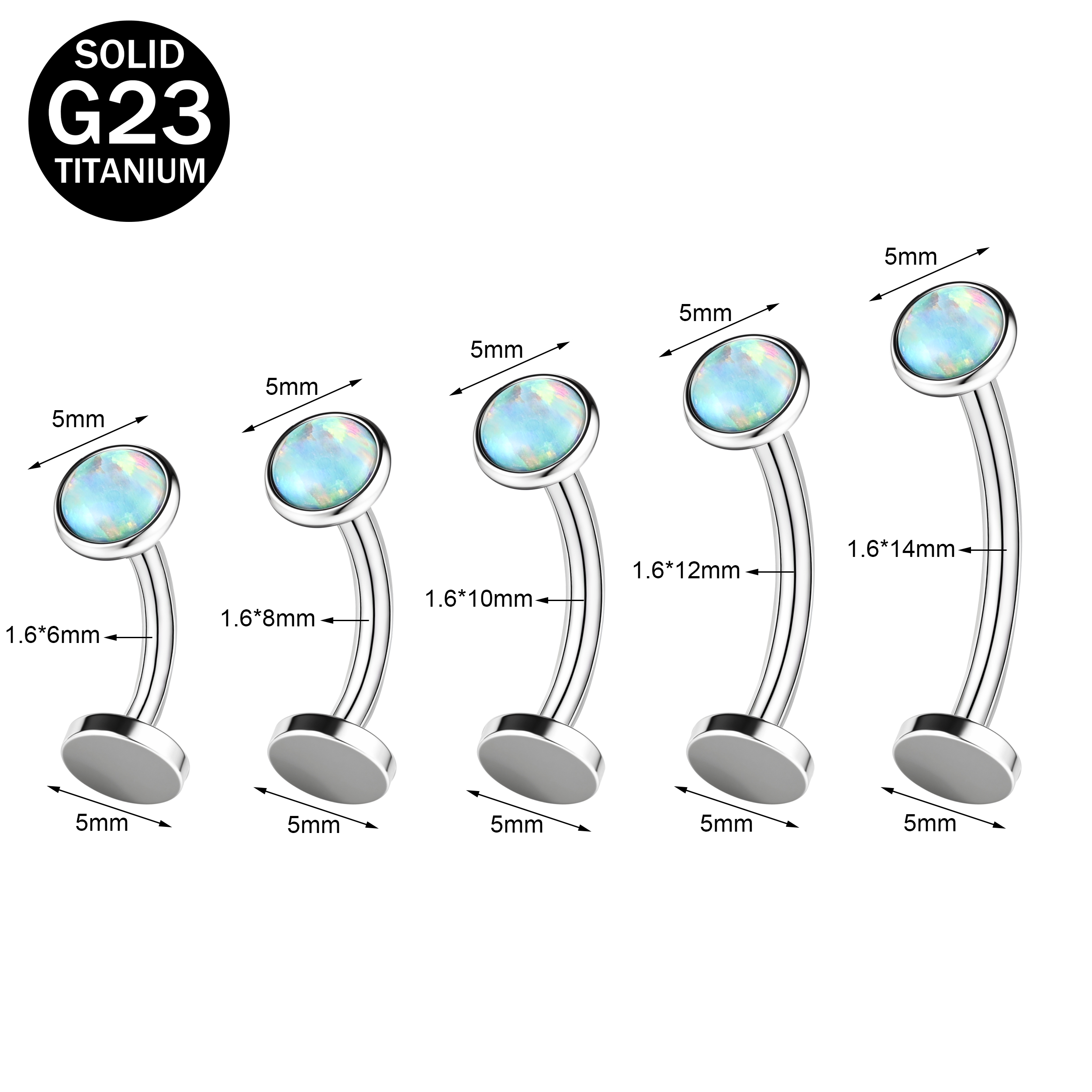 1 PC 14G Titanium Steel Belly Button Rings Zircon Navel/Eyebrow Piercing Jewelry - Picture 27 of 32