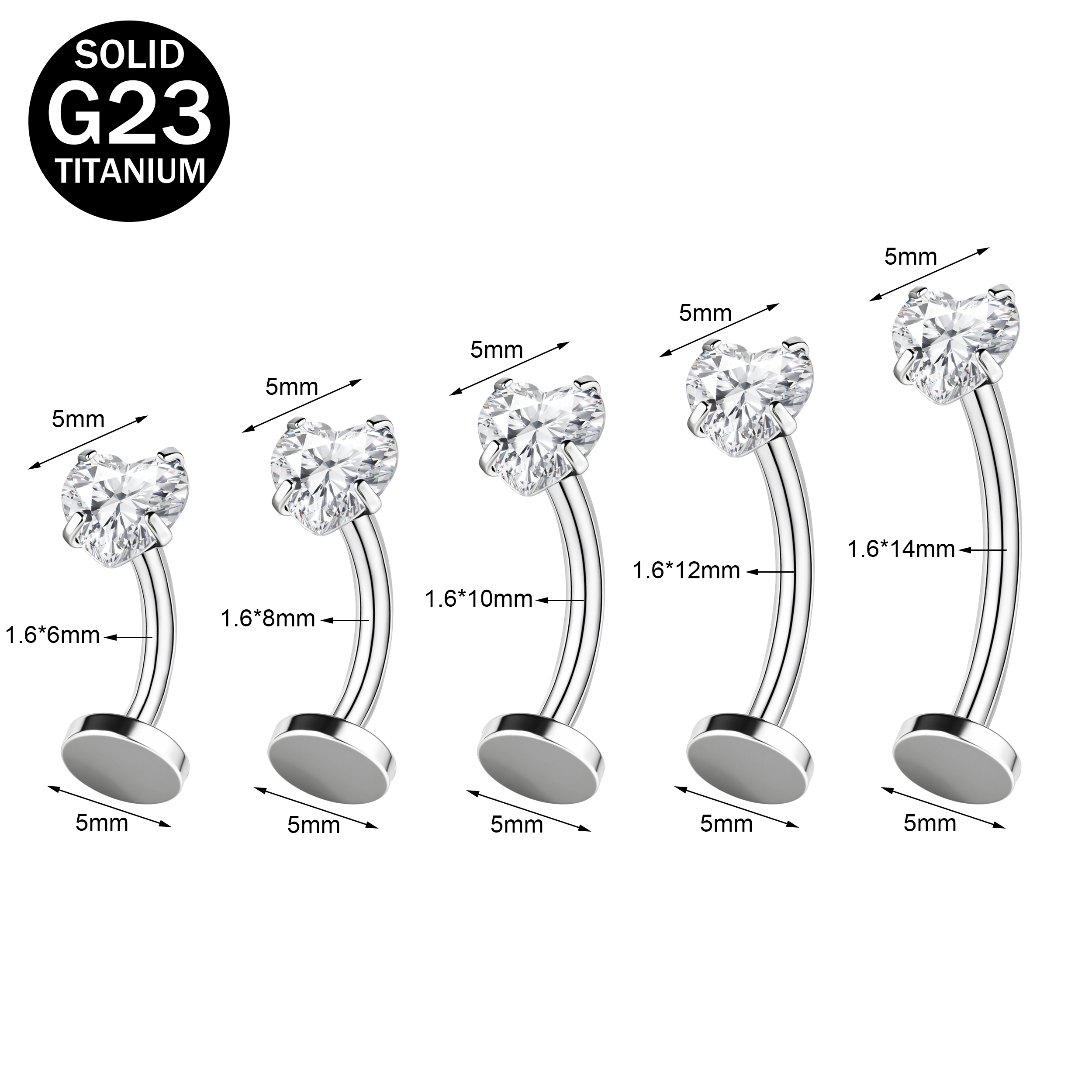 1 PC 14G Titanium Steel Belly Button Rings Zircon Navel/Eyebrow Piercing Jewelry - Picture 29 of 32