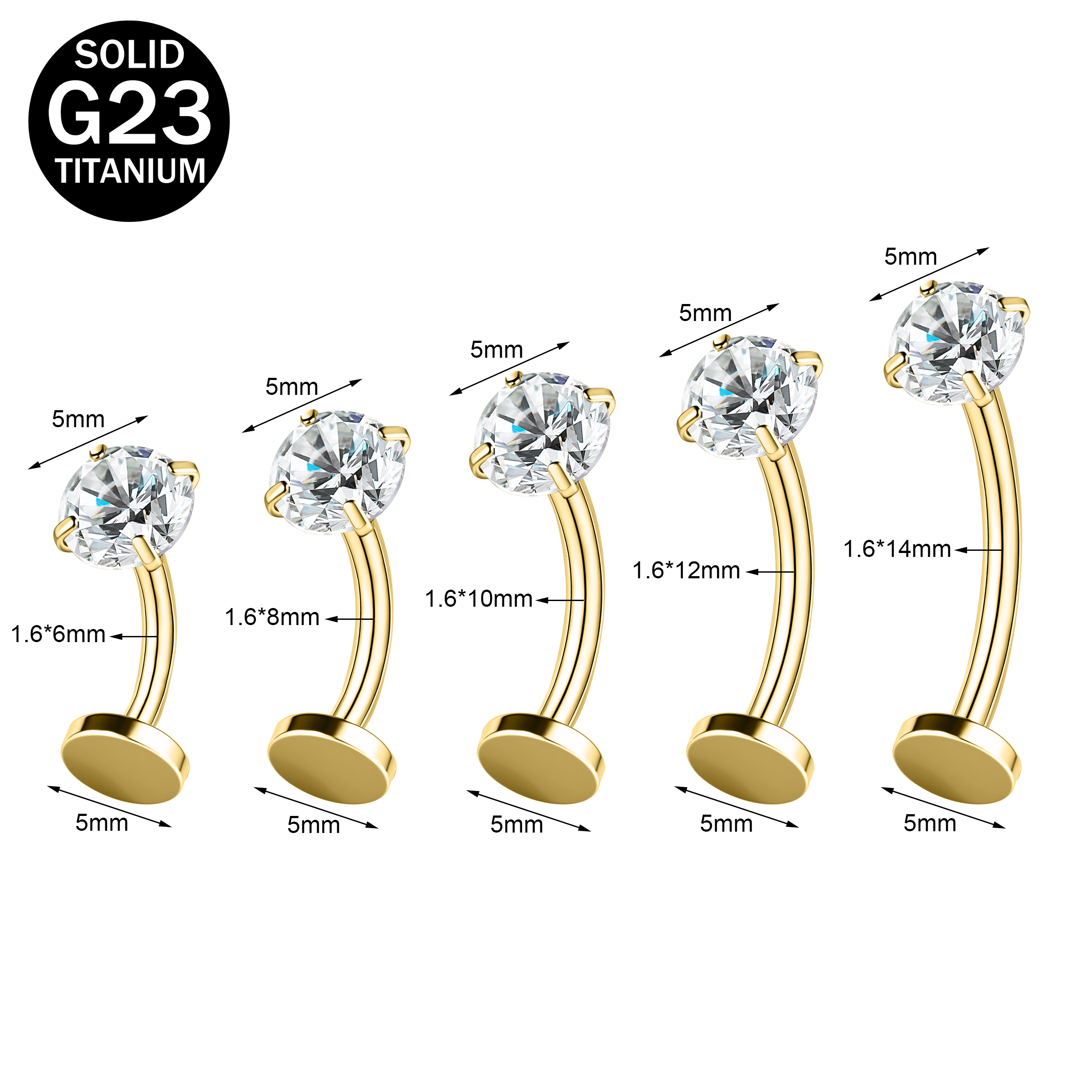 1 PC 14G Titanium Steel Belly Button Rings Zircon Navel/Eyebrow Piercing Jewelry - Picture 32 of 32