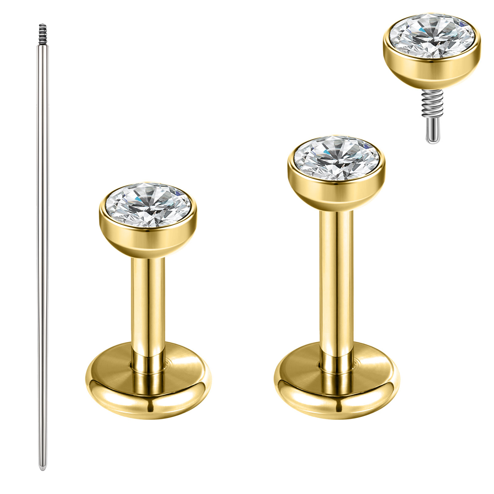 16G/18G/20G Stainless Steel Lip Studs Zircon Ear Piercing Earrings with Needles - Picture 22 of 22