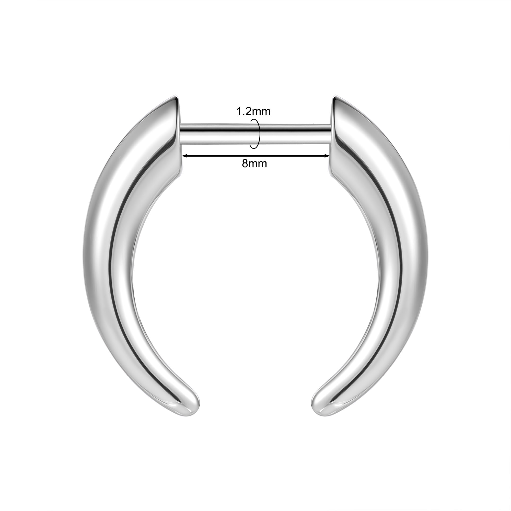 1 Pc 16G Stainless Steel Nose Rings Threadless Push-in Horn Ball Septum Piercing