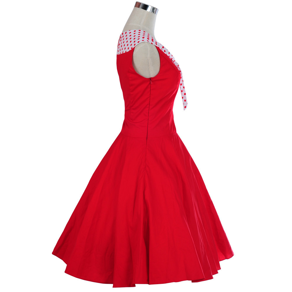 Vintage 50's Mid Women's Retro Rockabilly Swing Dress Party Pinpu Polka Dresses - Picture 13 of 15