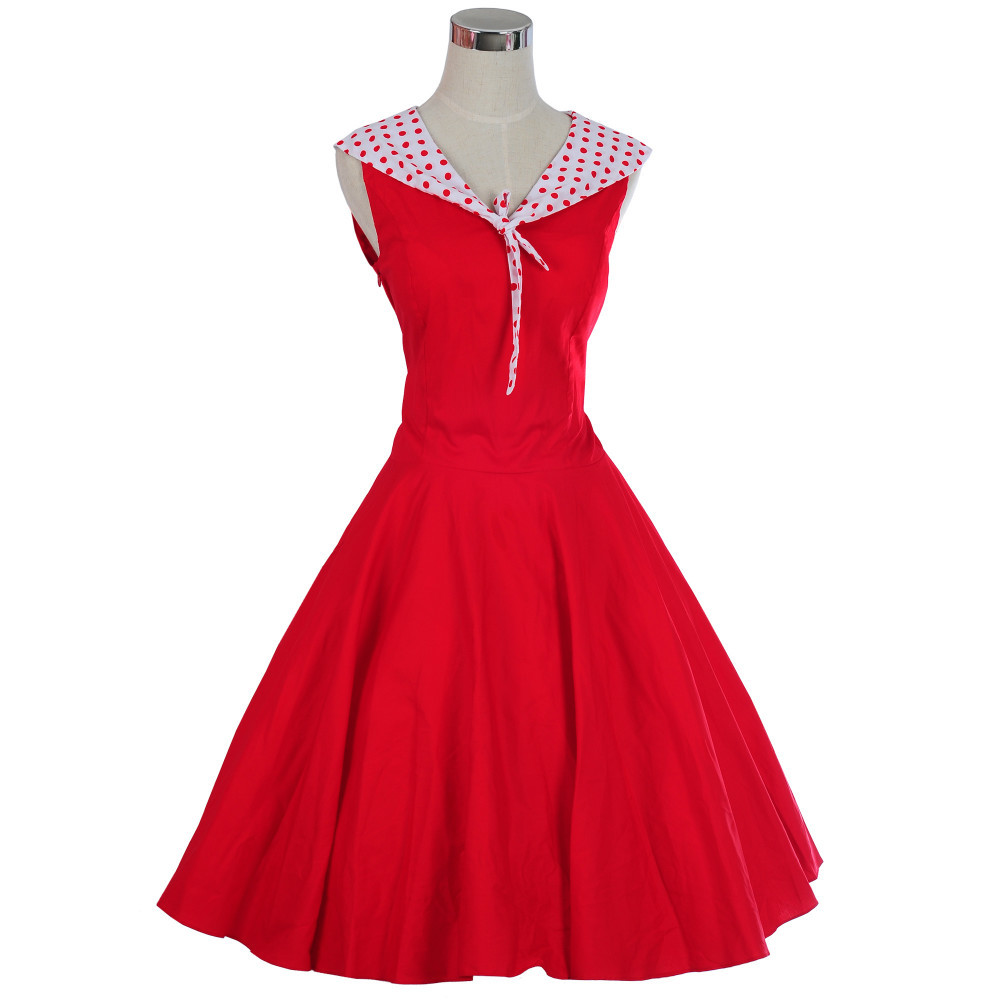 Vintage 50's Mid Women's Retro Rockabilly Swing Dress Party Pinpu Polka Dresses - Picture 15 of 15