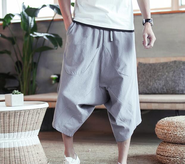 Pantalones de harén de lino Harajuku para hombre pantalones para correr pantalones para hombre - Imagen 16 de 18