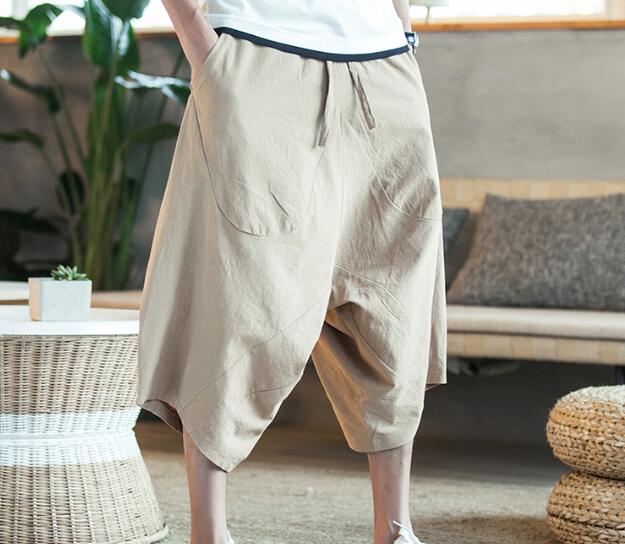 Pantalones de harén de lino Harajuku para hombre pantalones para correr pantalones para hombre - Imagen 17 de 18