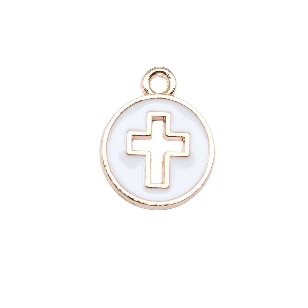 50 pz ciondoli croce smaltata in lega colore oro KC 15X12 MM fai da te creazione gioielli - Foto 10 di 10