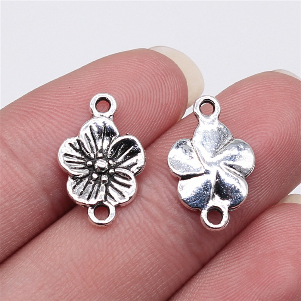 160 Piezas Conectores Flor Plata Tibetana Multicolor 17X11MM Hágalo Usted Mismo Joyería L15133 - Imagen 7 de 8