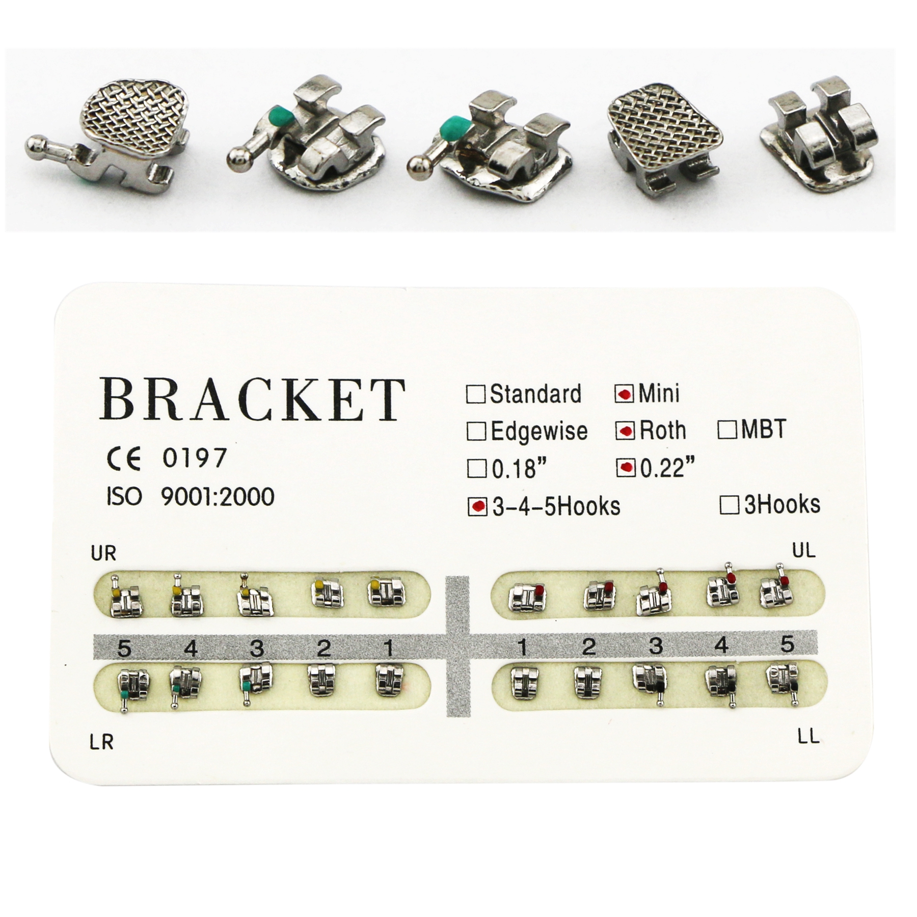 10Pack Staffa in metallo Mini Standard Roth MBT per ortodonzia dentale 018 022 345 ganci - Foto 12 di 22