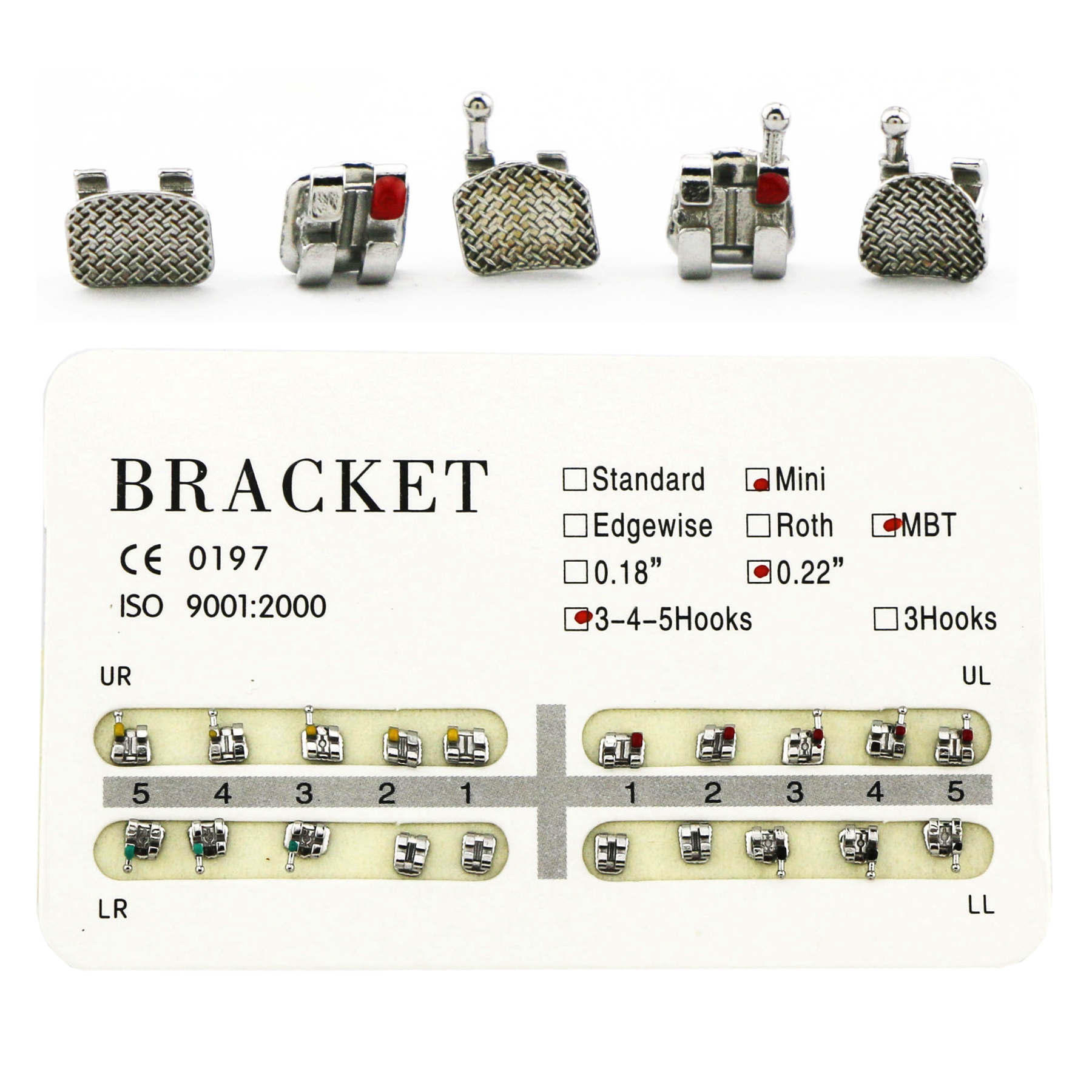10Pack Staffa in metallo Mini Standard Roth MBT per ortodonzia dentale 018 022 345 ganci - Foto 13 di 22