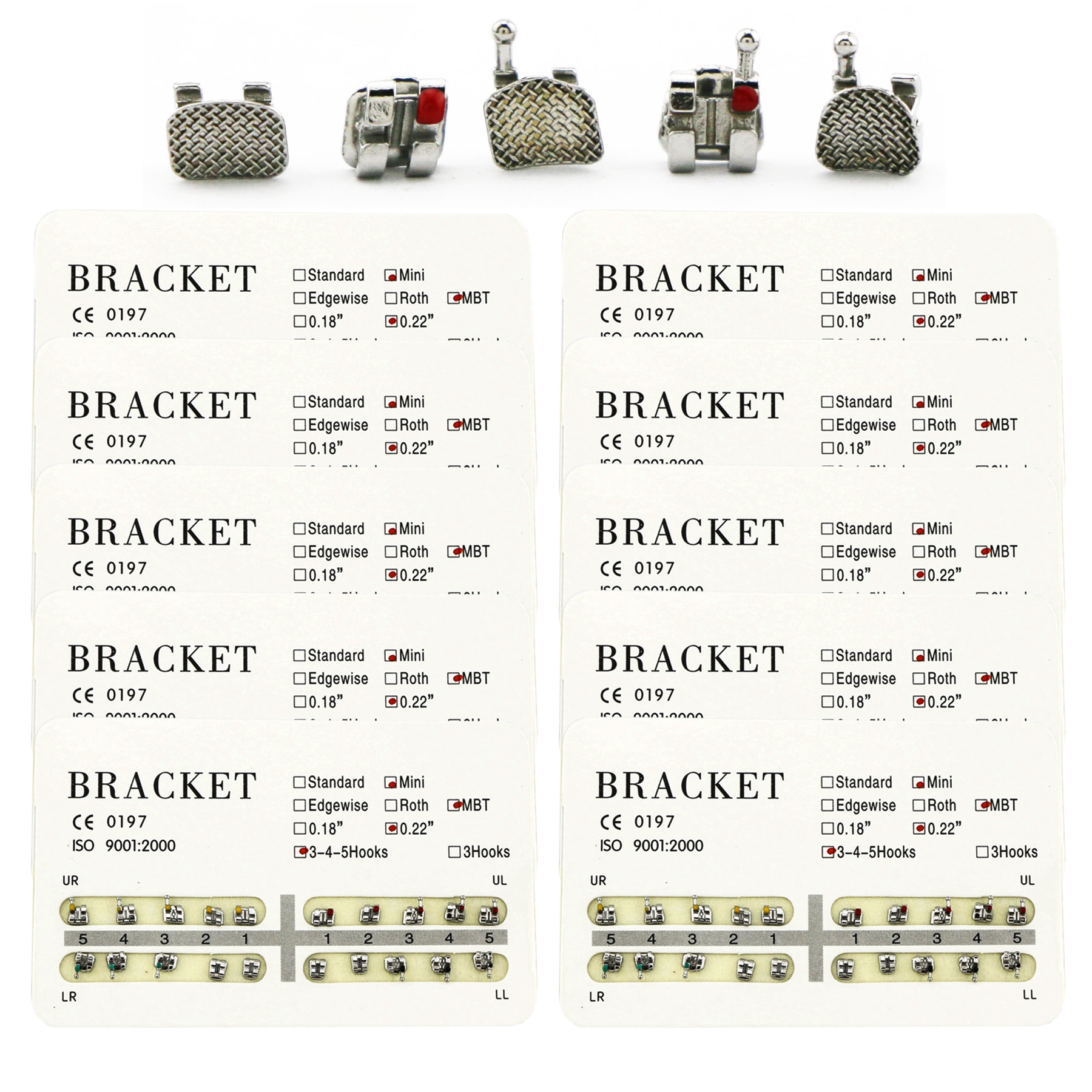 10Pack Staffa in metallo Mini Standard Roth MBT per ortodonzia dentale 018 022 345 ganci - Foto 14 di 22