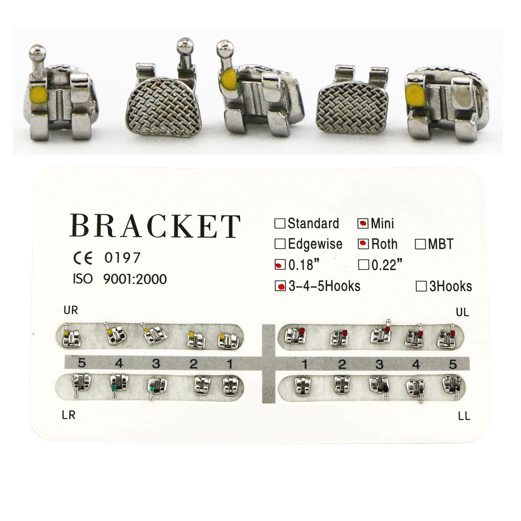 10Pack Staffa in metallo Mini Standard Roth MBT per ortodonzia dentale 018 022 345 ganci - Foto 15 di 22