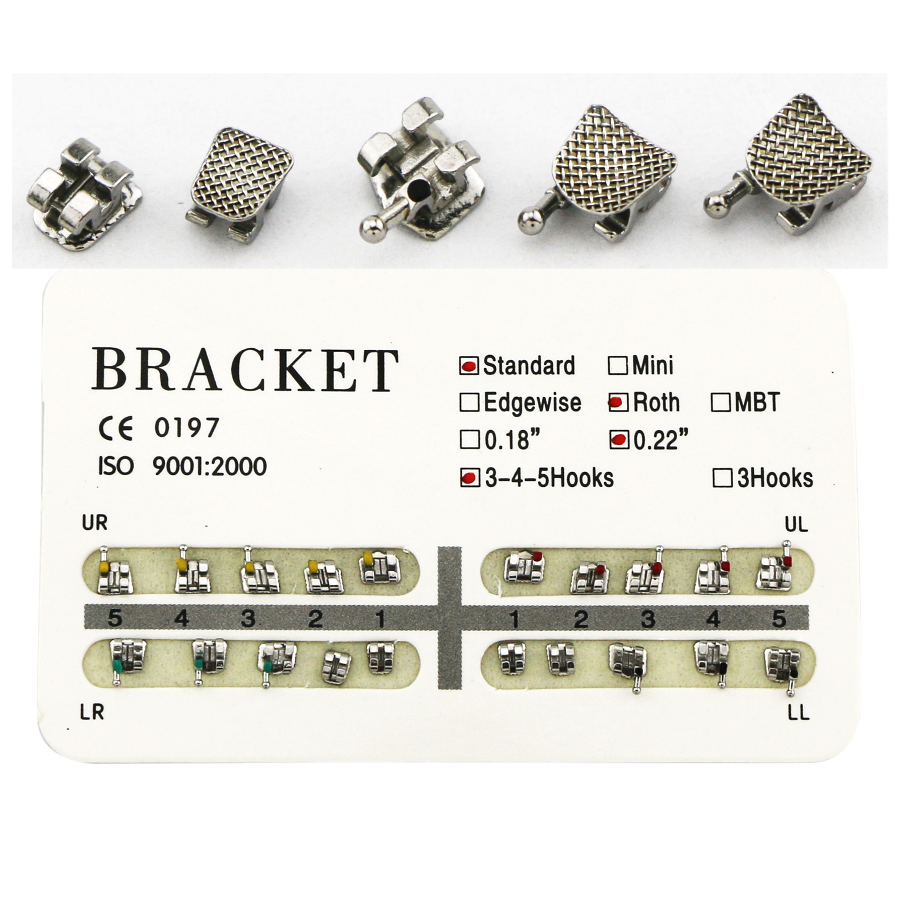 10Pack Staffa in metallo Mini Standard Roth MBT per ortodonzia dentale 018 022 345 ganci - Foto 18 di 22