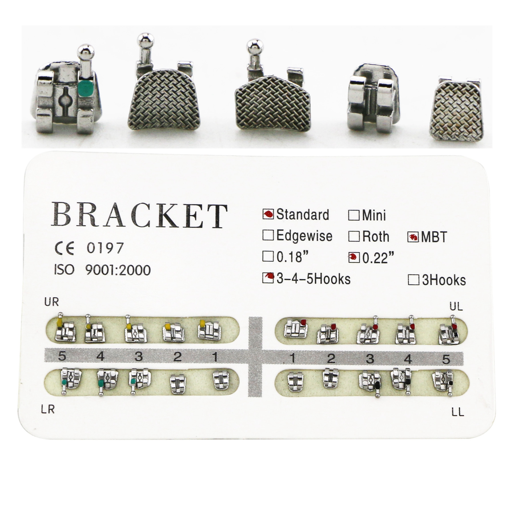 10Pack Staffa in metallo Mini Standard Roth MBT per ortodonzia dentale 018 022 345 ganci - Foto 20 di 22
