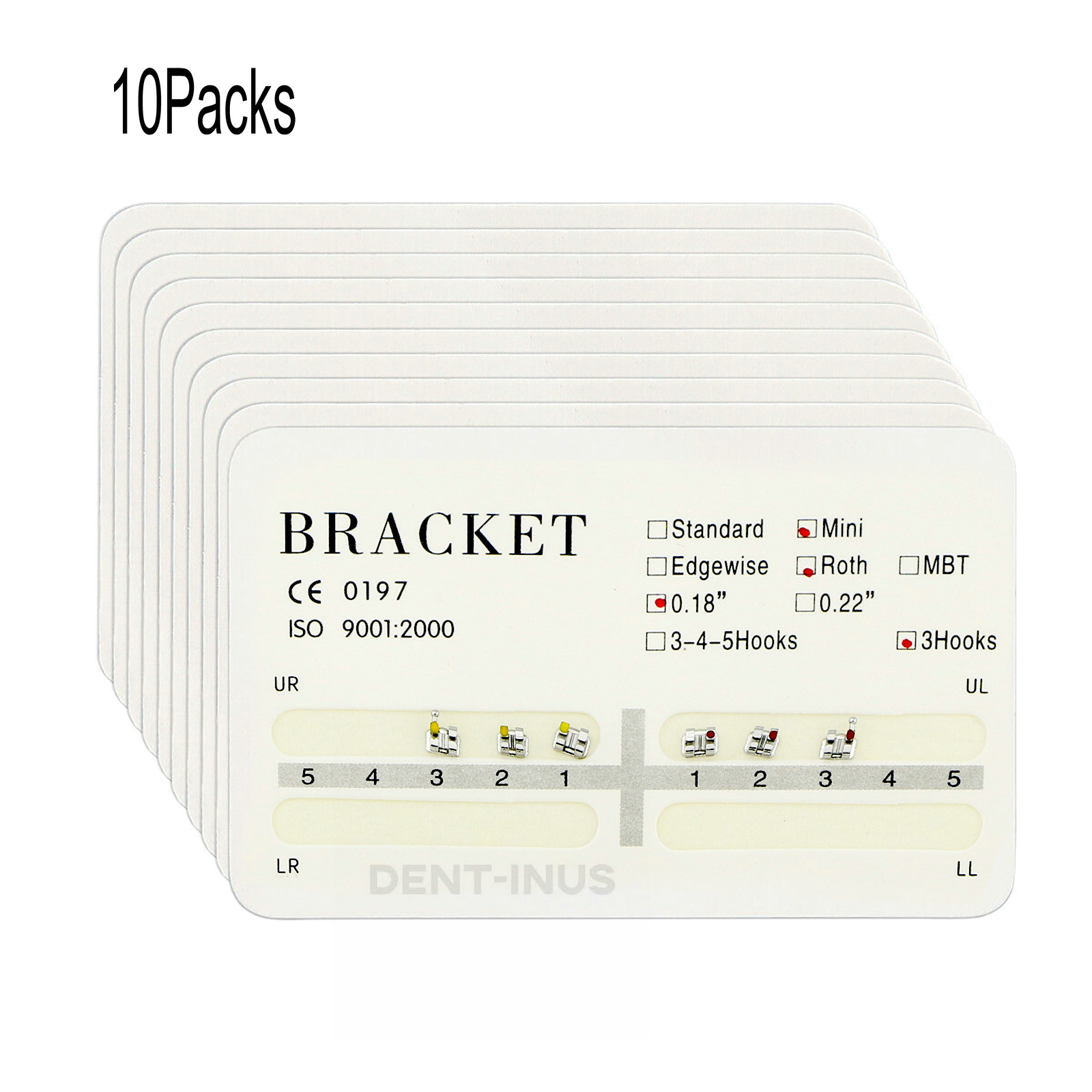 10Pack Staffa in metallo Mini Standard Roth MBT per ortodonzia dentale 018 022 345 ganci - Foto 21 di 22