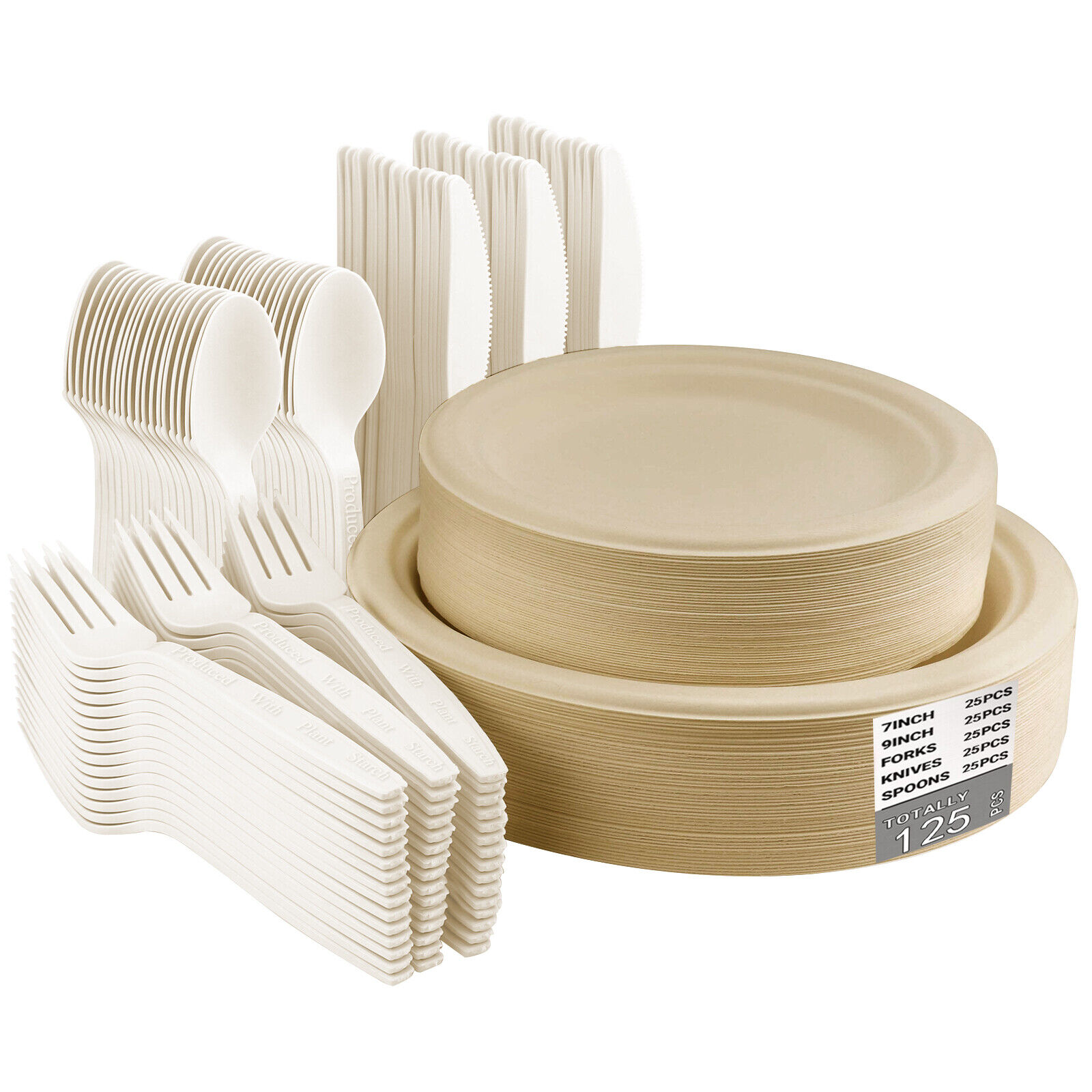 Compostable Paper Disposable Plate Utensil Biodegradable Dinnerware Sugarcane