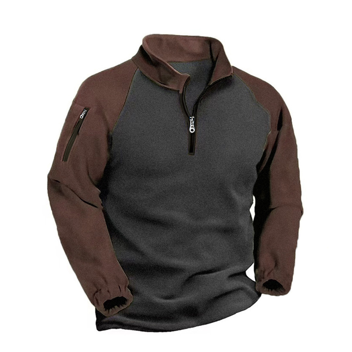 Herren Warm Pullover Sweater Pulli Stehkragen Langarmshirt Halber Reißverschluss - Bild 11 von 12