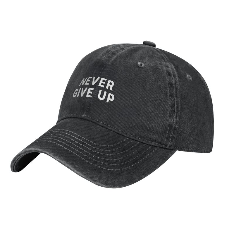 NEVER GIVE UP Funny Letter Print Sun Hat Adjustable Unisex Baseball Cap