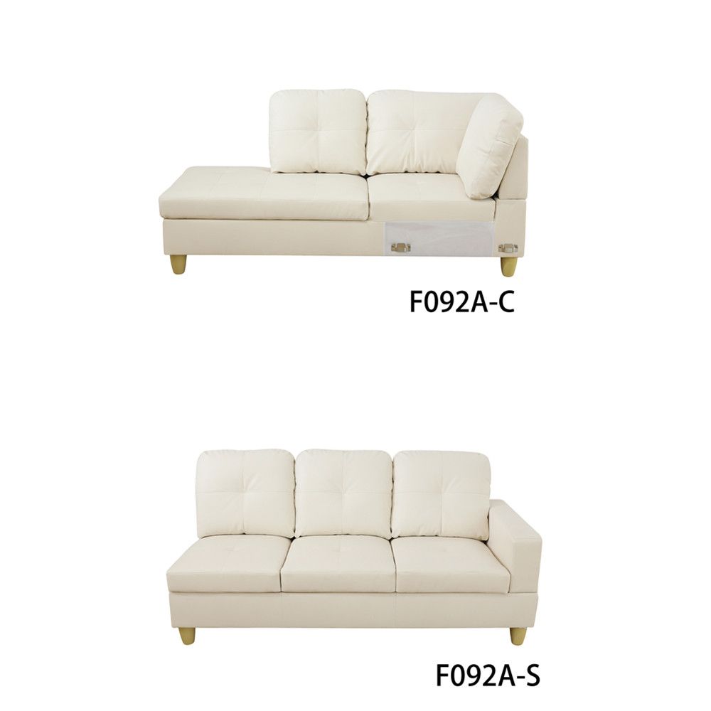 White Faux Leather 3-Piece Couch Living Room Sofa Set High Quality Sponge - Picture 18 of 22