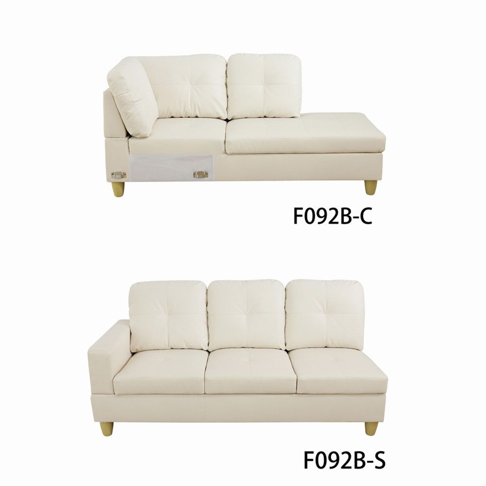 White Faux Leather 3-Piece Couch Living Room Sofa Set High Quality Sponge - Picture 21 of 22