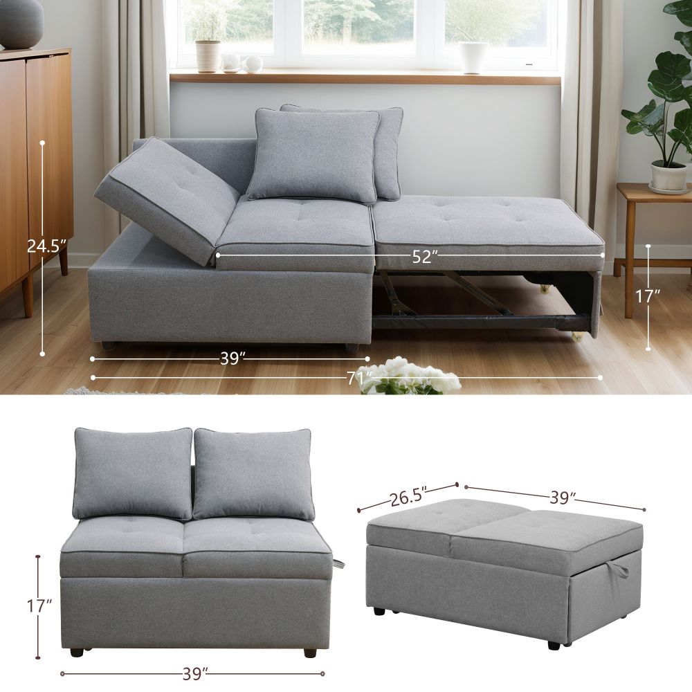 HOT! Deep Grey Sackcloth Living Room Sofabed Sofa Couch Comfy Adjustable Wedge - Picture 18 of 27