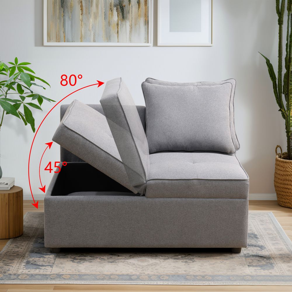 HOT! Deep Grey Sackcloth Living Room Sofabed Sofa Couch Comfy Adjustable Wedge - Picture 20 of 27