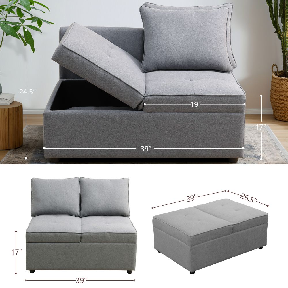 HOT! Deep Grey Sackcloth Living Room Sofabed Sofa Couch Comfy Adjustable Wedge - Picture 21 of 27