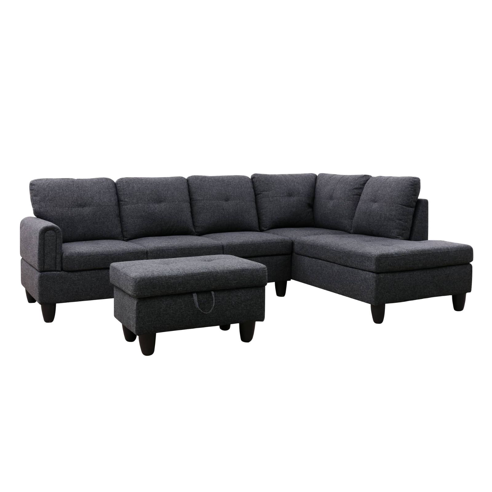 1/2/3-Piece Black Grey Linen Living Room Sofa Set NEW - Picture 9 of 11