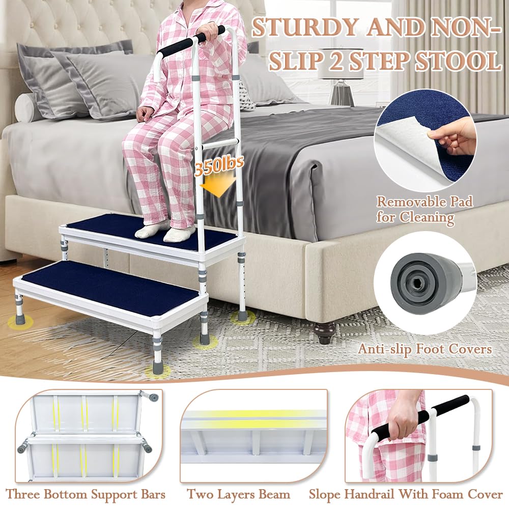 Bed Steps for High Beds for Adults Step Stool for Bedside Elderly Foot Stepping - Picture 9 of 18