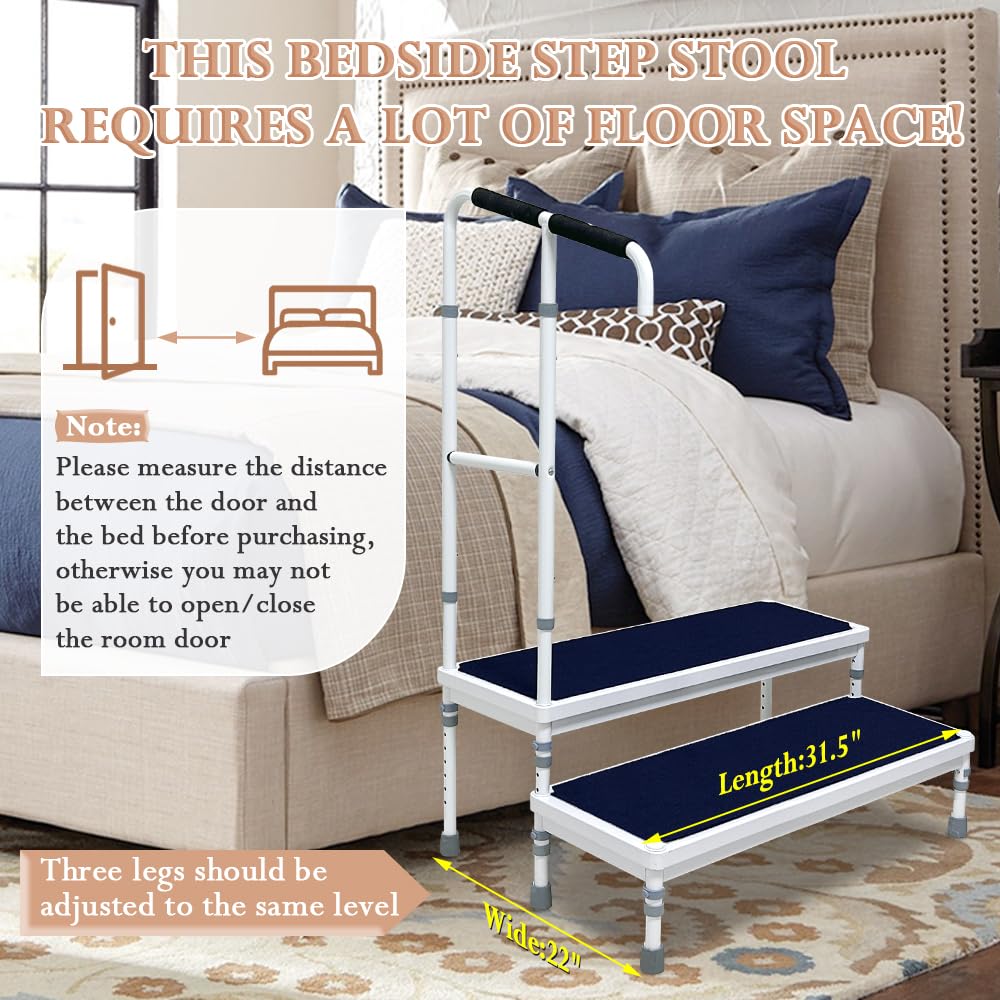 Bed Steps for High Beds for Adults Step Stool for Bedside Elderly Foot Stepping - Picture 10 of 18