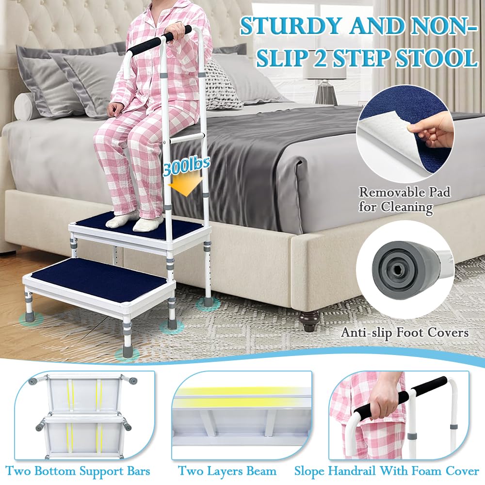Bed Steps for High Beds for Adults Step Stool for Bedside Elderly Foot Stepping - Picture 15 of 18