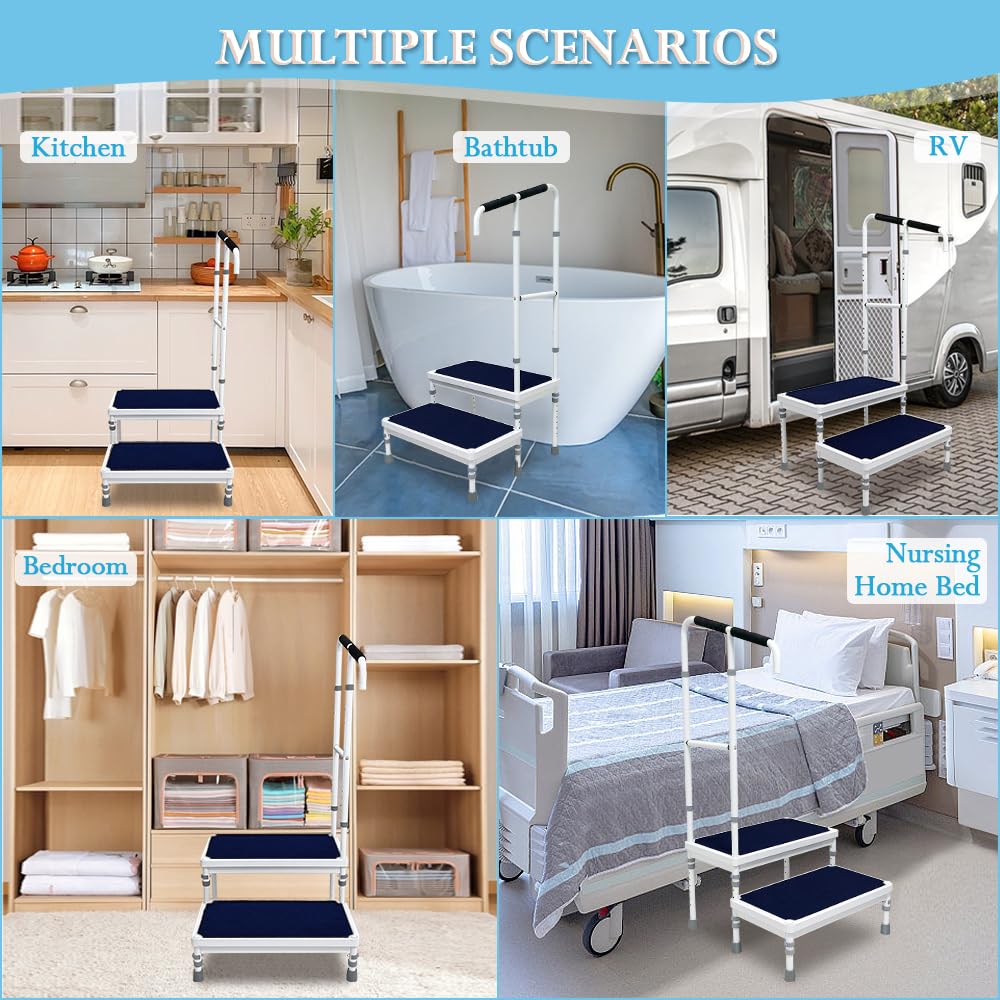 Bed Steps for High Beds for Adults Step Stool for Bedside Elderly Foot Stepping - Picture 18 of 18