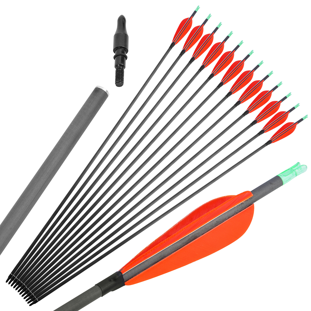30" Pure Carbon Arrow 4" Feather SP600 Archery Compoundbow Recurve Bow Hunting - Picture 18 of 19
