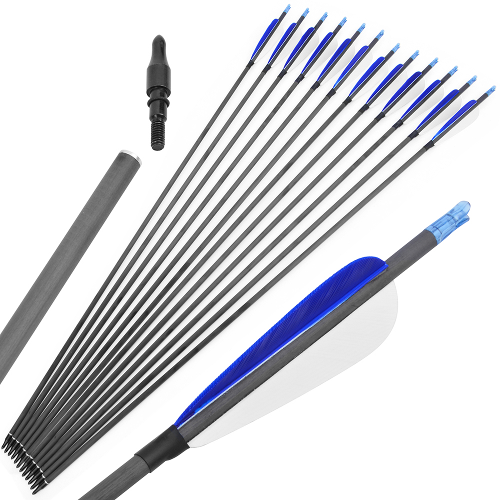 30" Pure Carbon Arrow 4" Feather SP600 Archery Compoundbow Recurve Bow Hunting - Picture 19 of 19