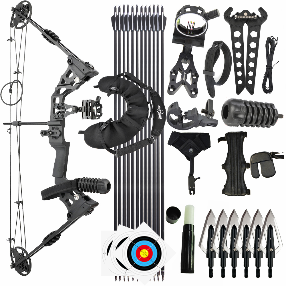 20-70lb Compoundbogen Set Jagdbogen Bogenschießen Klingenpfeilspitzen Sportbogen - Bild 16 von 17