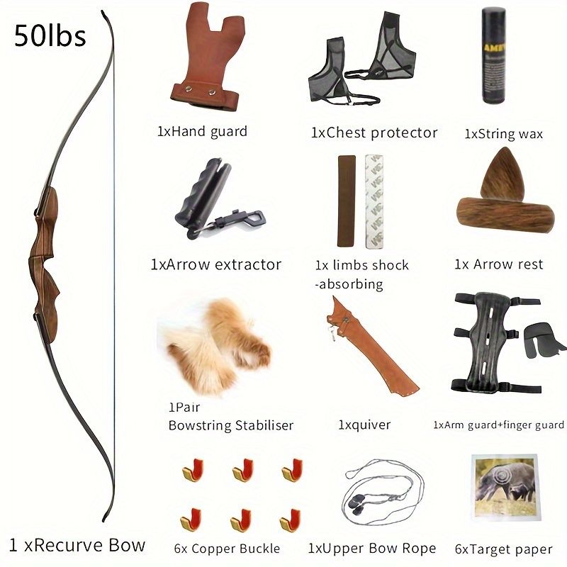 50/60lbs ILF Recurve Bow Archery 60" Takedown Split Bow Target Shooting Hunting