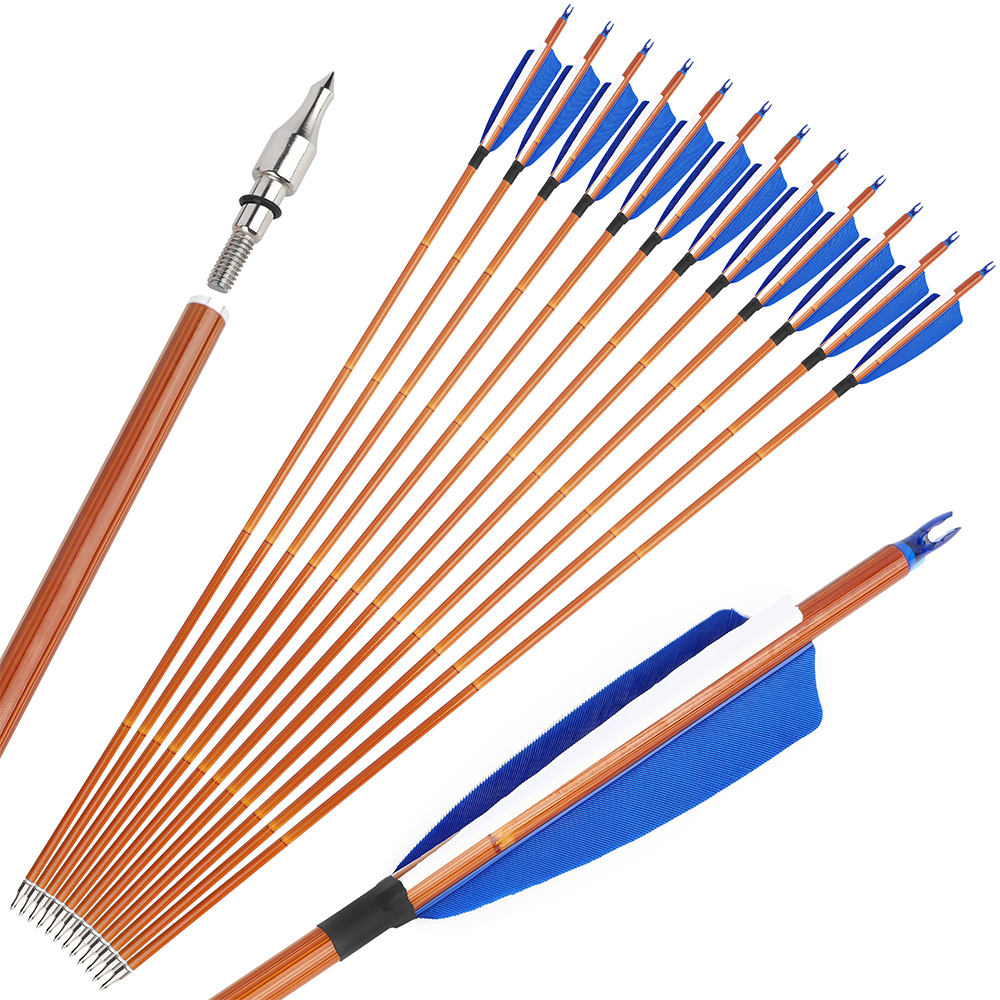 Archery 30" Carbon Arrows SP500 Feathers Bamboo Skin Hunting Target Bow Shooting - Picture 33 of 33